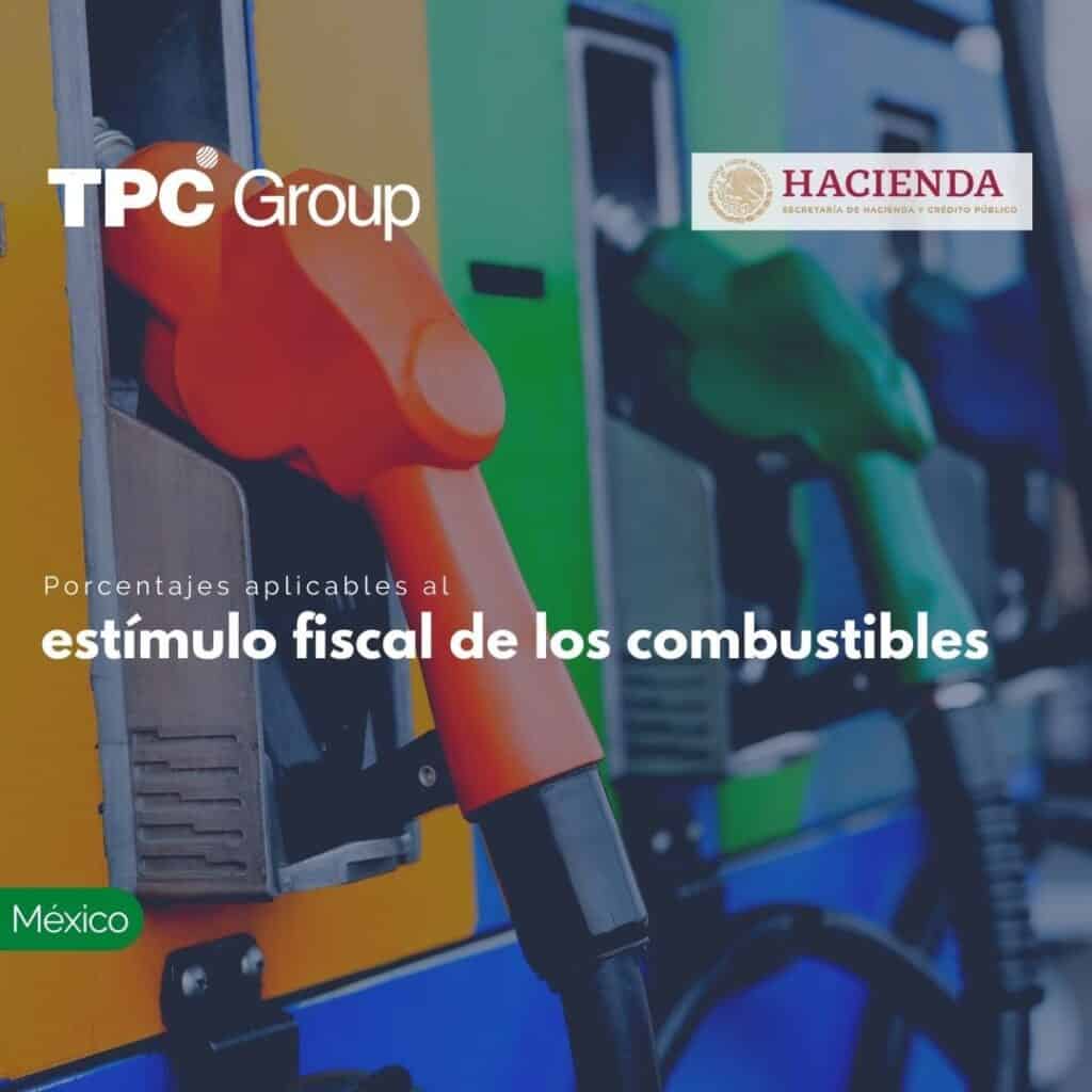 Porcentajes aplicables al estímulo fiscal de los combustibles
