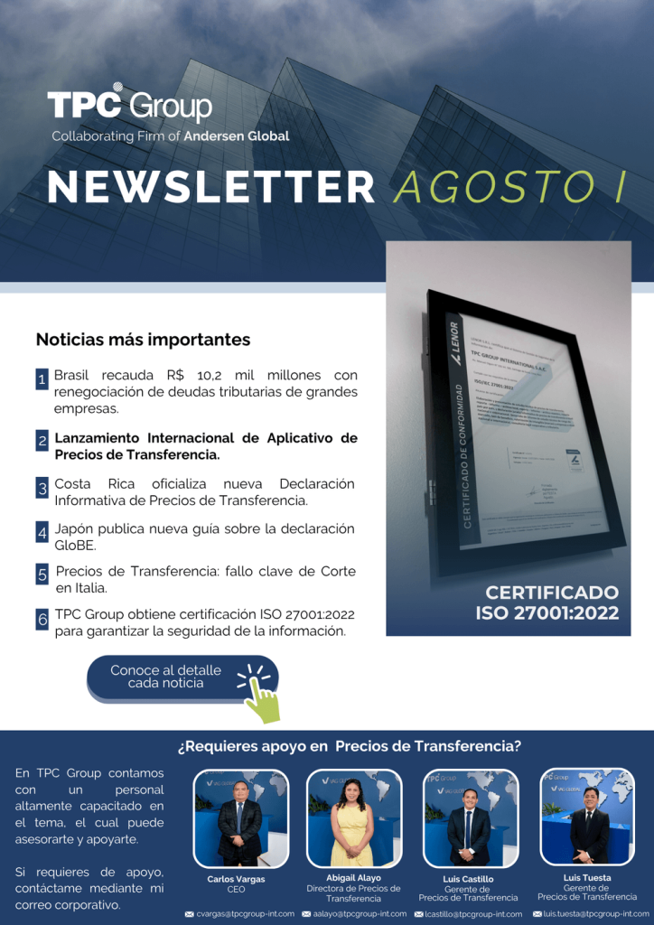 TPC Group Newsletter Agosto I 2025